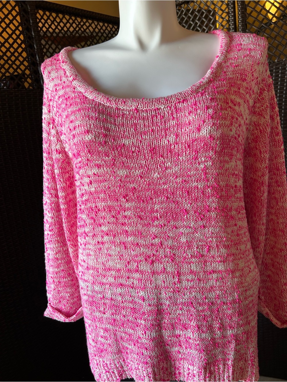 City Chic Pink & White Marled Scoop Neck Sweater/Tunic